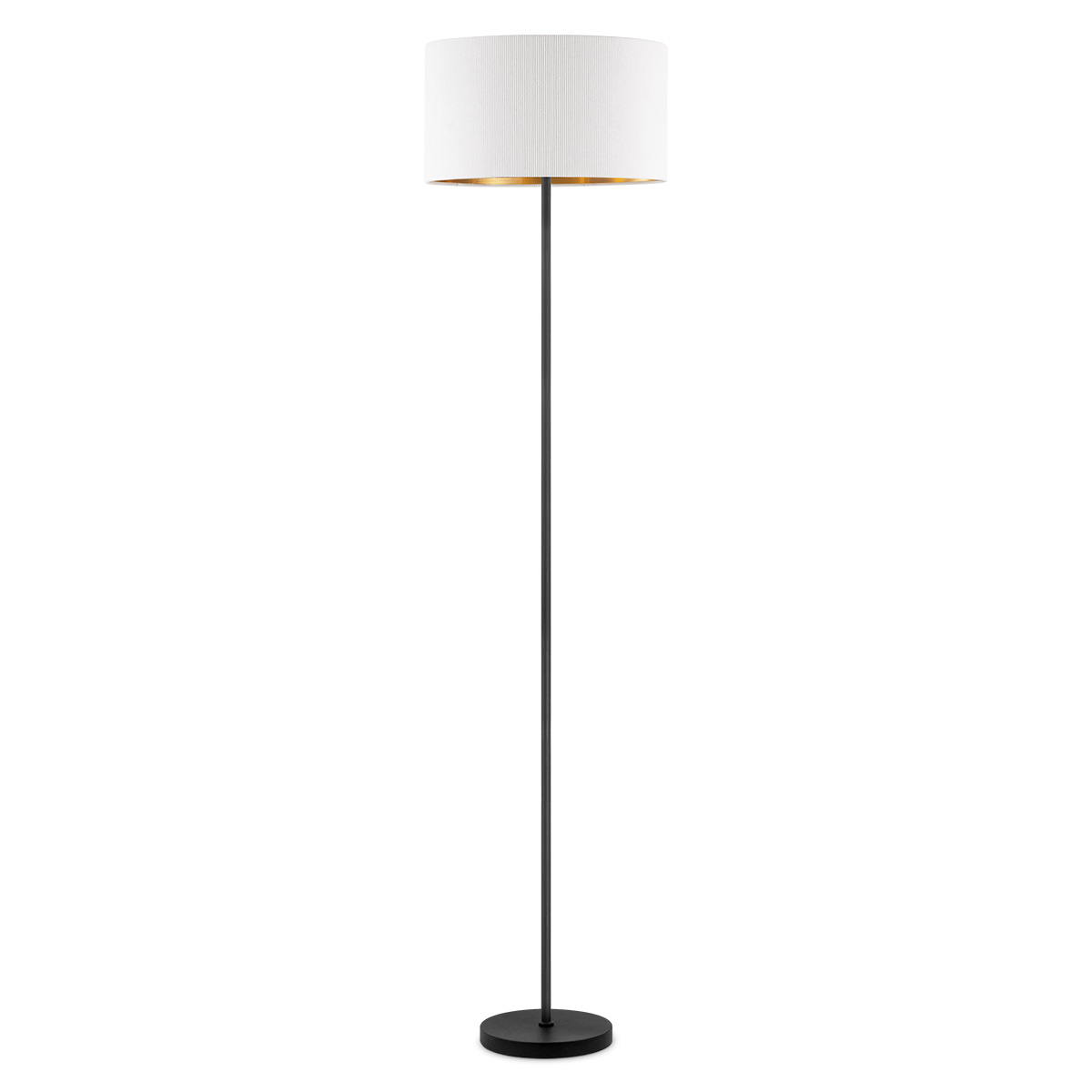 Image of Scandinavische stijl Vloerlamp - Corduroy Lampenkap - Cilinder - Wit - ø40 x 165 cm - E27 Fitting - Geschikt voor Woonkamers en slaapkamers - met Voetschakelaar